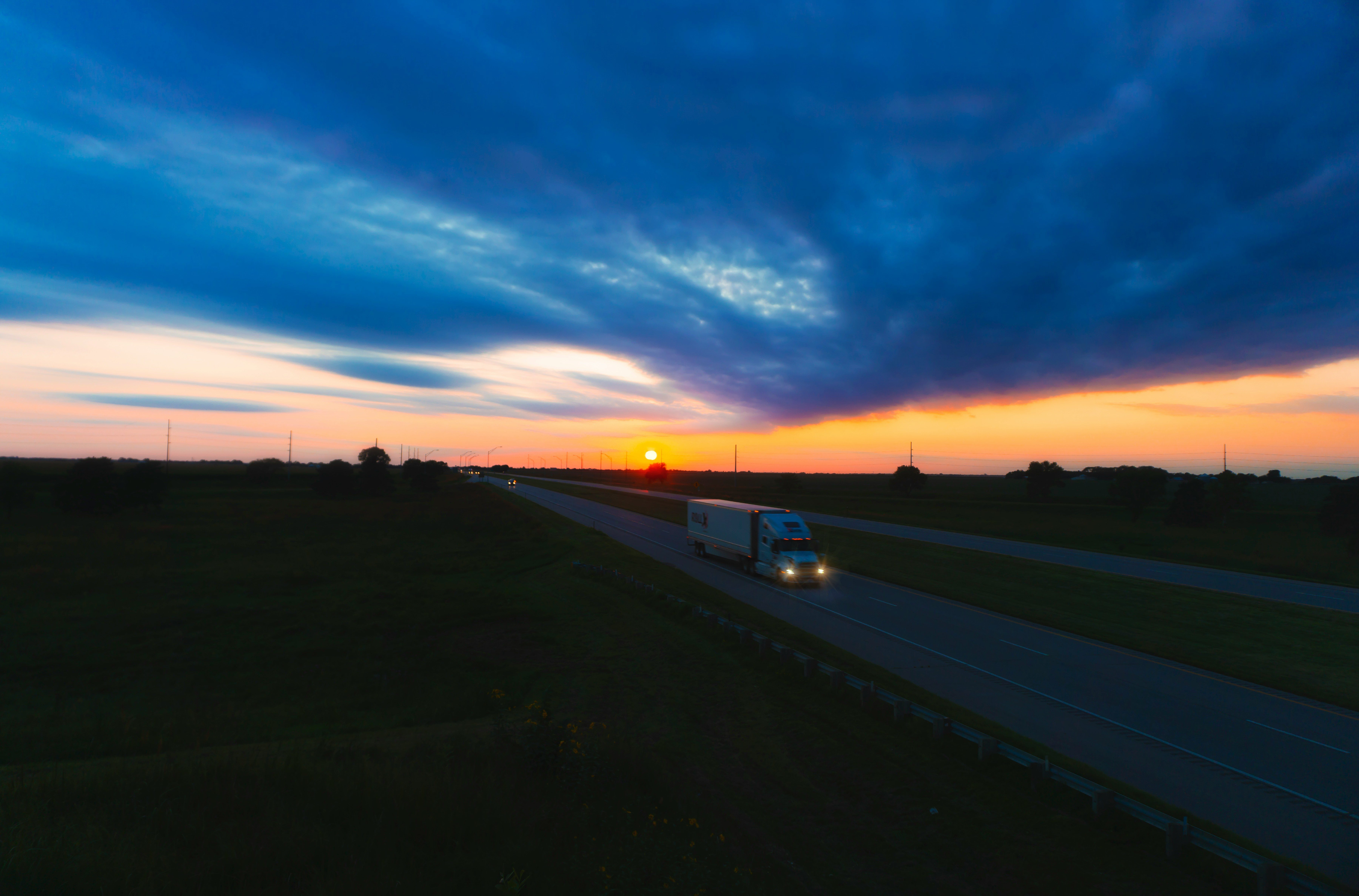 sunset or dramatic highway scene